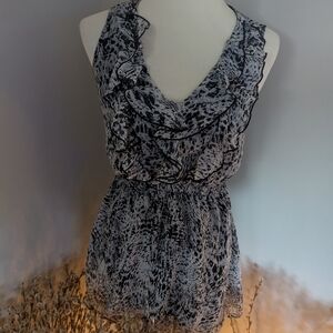 Ruffle Neckline Mini Dress S